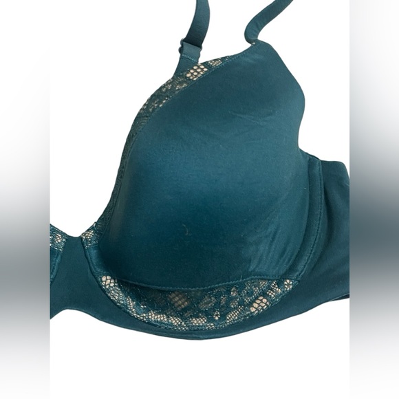 Victorias Secret Body By Victoria Dark Teal Green Lined Demi Bra 36C - Picture 2 of 8